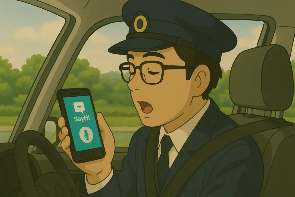 SayHi翻訳を使って音声で会話するタクシードライバー