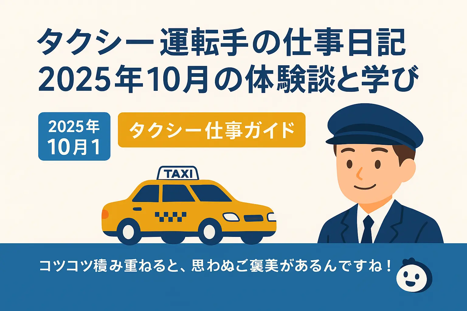2025年10月のタクシー運転手仕事日記｜日々の体験談と学びをまとめた記事のアイキャッチ画像